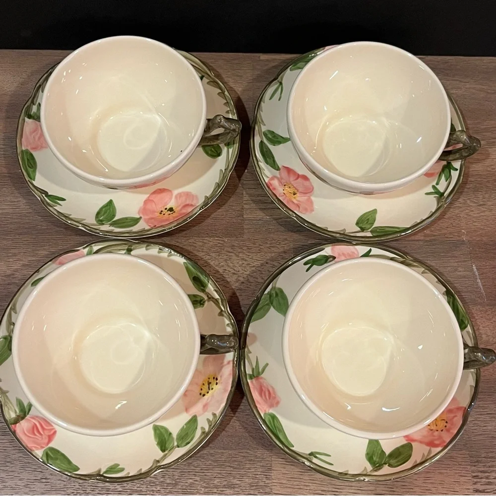 Franciscan Desert Rose Flat Cup & Saucer Set (4) Vintage